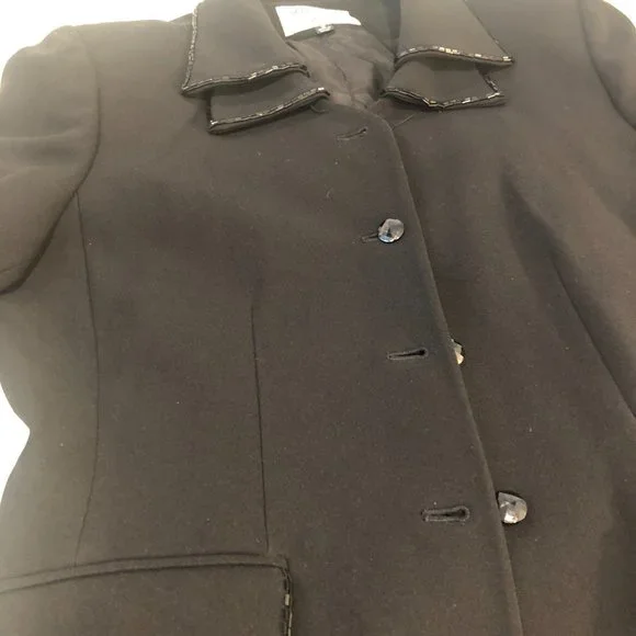 Kasper Jacket Black with Black Sequin Detail Size 8 - Picture 10 of 13